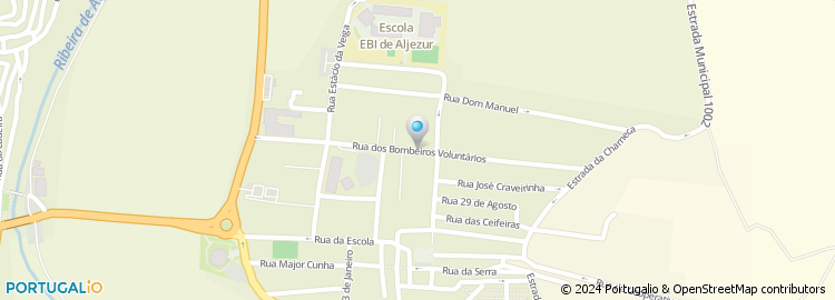 Mapa de Rua dos Bombeiros Voluntários de Aljezur