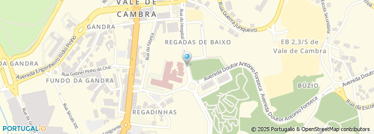 Mapa de Centro de Saúde de Vale de Cambra