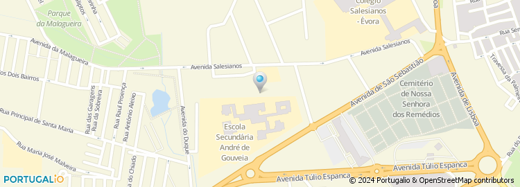 Mapa de Escola Secundária André de Gouveia, Évora