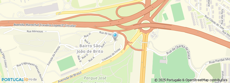 Mapa de Travessa do Chafariz ao Bairro de São João de Brlto